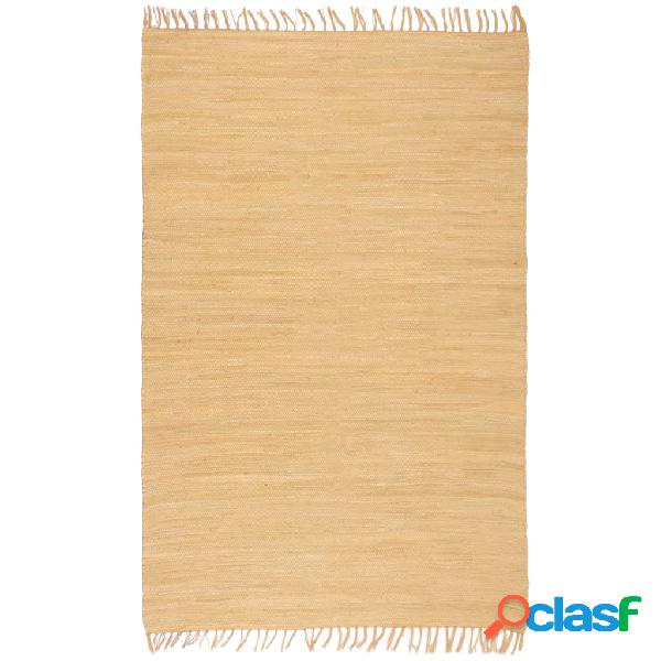 vidaXL Alfombra tejida a mano Chindi de algodón beige