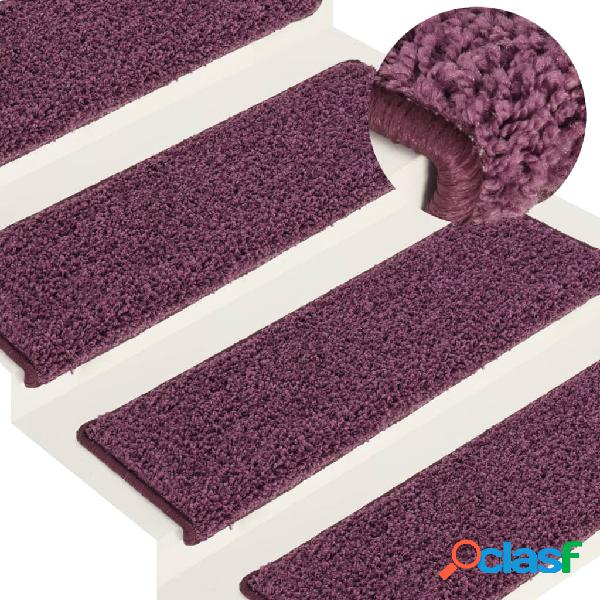 vidaXL Alfombras de peldaños de escalera 15 uds morado