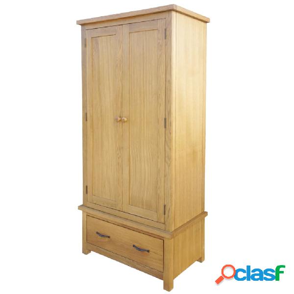vidaXL Armario con 1 cajón de madera maciza de roble