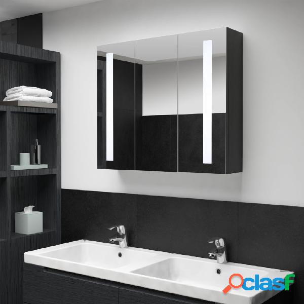 vidaXL Armario de cuarto de baño con espejo y LED 89x14x62