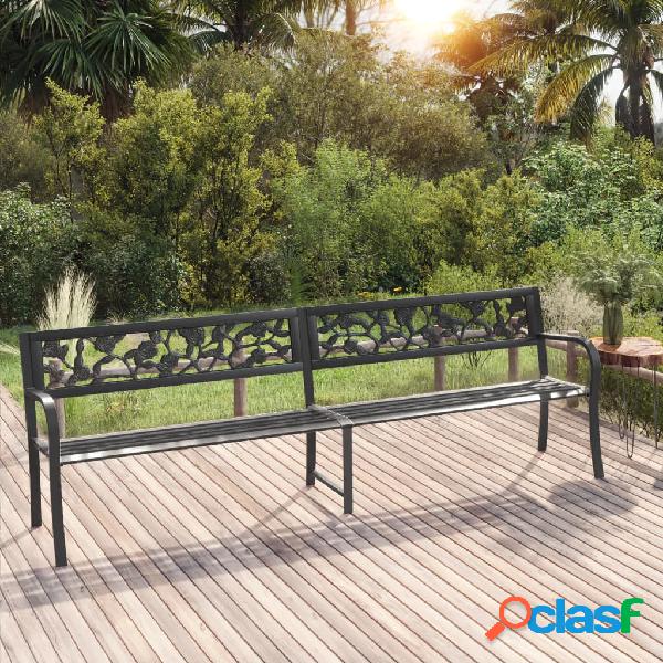 vidaXL Banco de jardín doble 246 cm acero negro