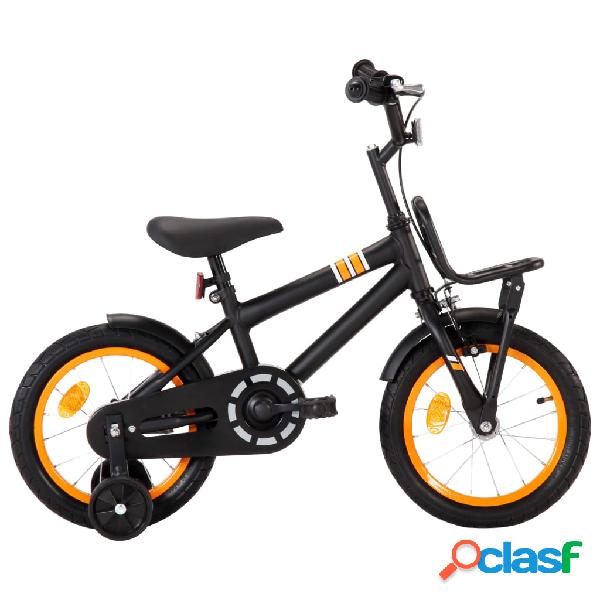 vidaXL Bicicleta niños y portaequipajes delantero 14" negro