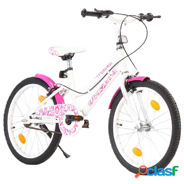 vidaXL Bicicleta para niños 20 pulgadas rosa y blanco