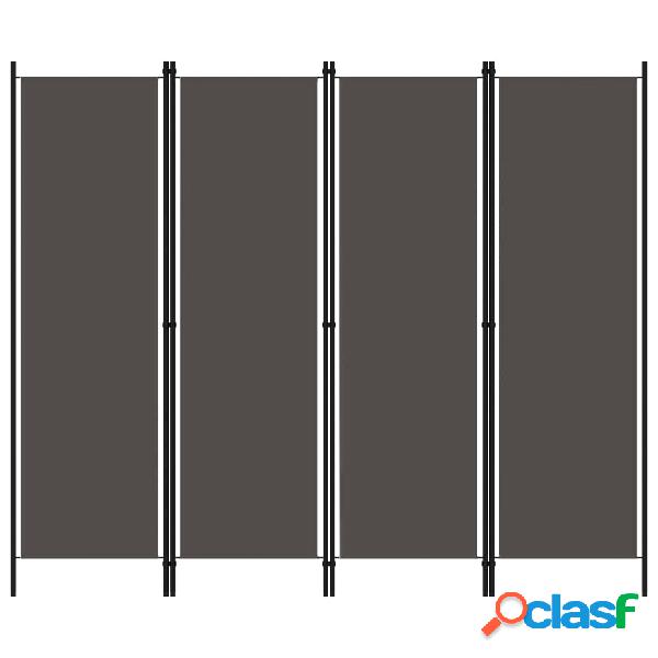 vidaXL Biombo divisor de 4 paneles gris antracita 200x180 cm