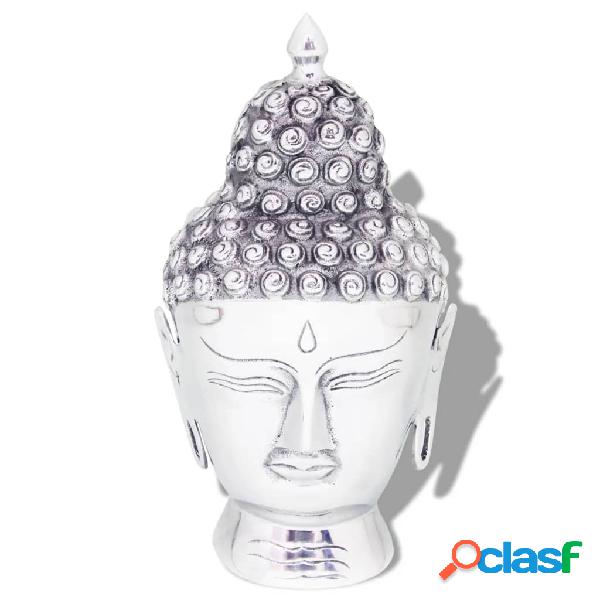 vidaXL Cabeza de Budha decorativa de aluminio plateado