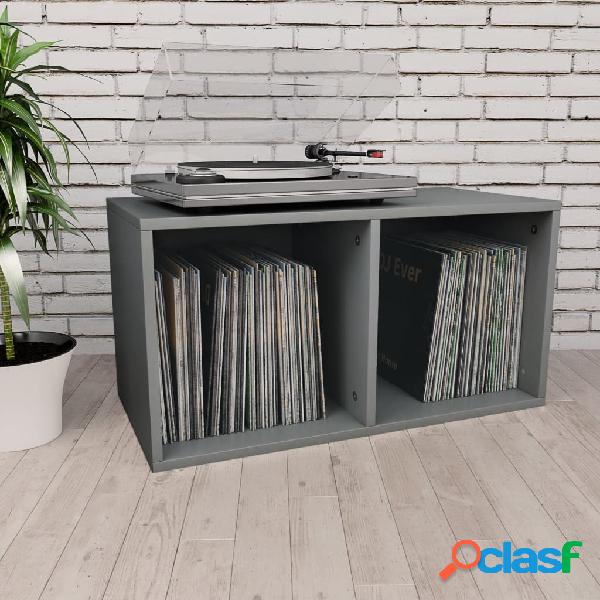 vidaXL Caja para discos de vinilo aglomerado gris 71x34x36