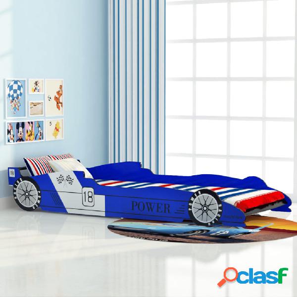 vidaXL Cama con forma de coche de carreras para niños azul