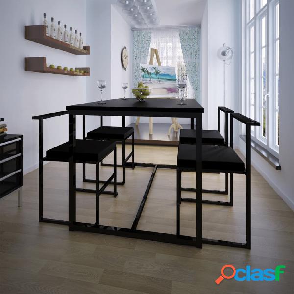 vidaXL Conjunto de mesa de comedor y sillas 5 piezas negro