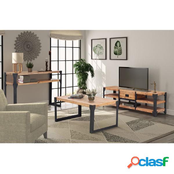 vidaXL Conjunto de muebles de salón 3 piezas madera maciza