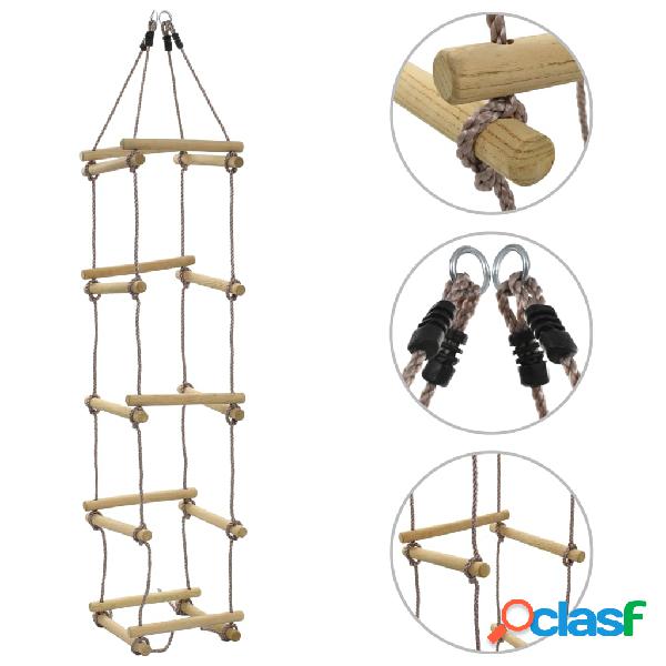 vidaXL Escalera de cuerda para niños 200 cm madera