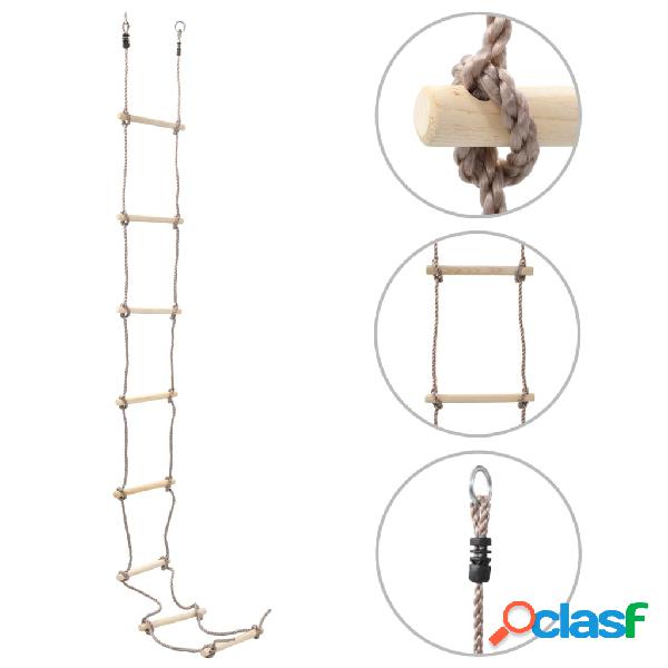 vidaXL Escalera de cuerda para niños 290 cm madera