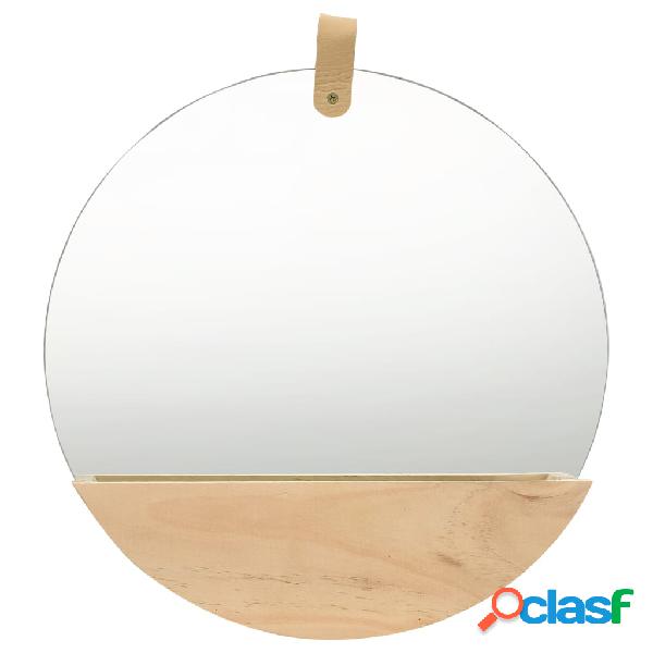 vidaXL Espejo de pared de madera maciza de pino 35 cm