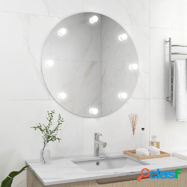 vidaXL Espejo de pared sin marco con luces LED redondo de
