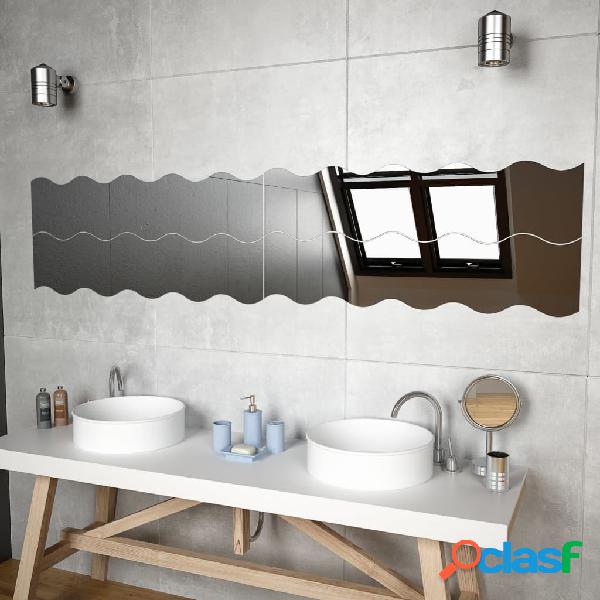 vidaXL Espejos de pared vidrio ondulado 100x23 cm 4 unidades