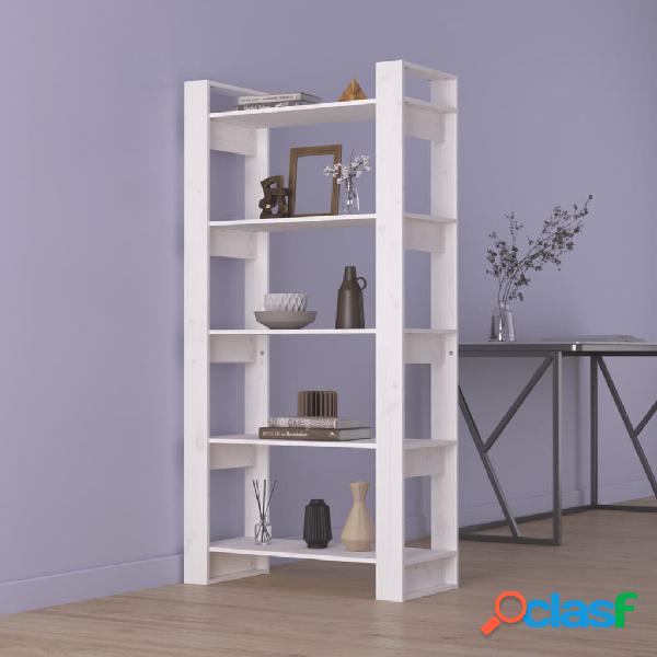 vidaXL Estantería/divisor espacios madera maciza blanco