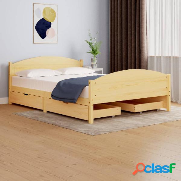 vidaXL Estructura de cama con 4 cajones madera maciza pino