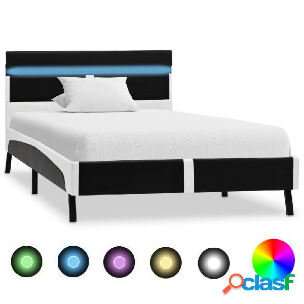 vidaXL Estructura de cama con LED cuero sintético negro