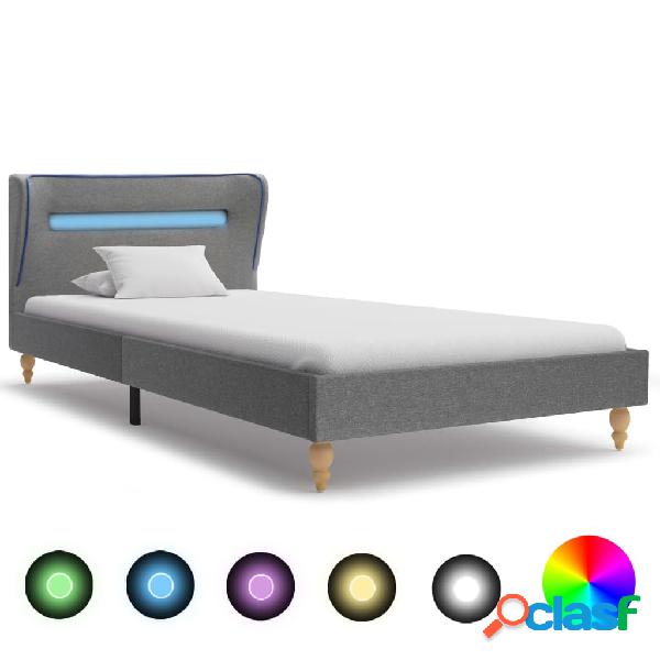 vidaXL Estructura de cama con LED tela gris claro 90x200 cm