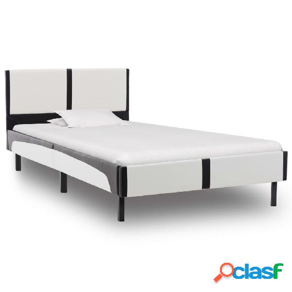 vidaXL Estructura de cama de cuero sintético blanco y negro
