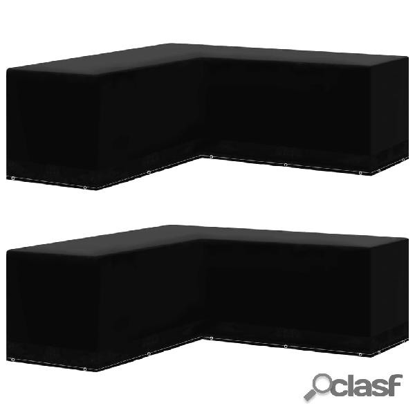 vidaXL Funda de muebles de jardín 2 uds forma L 12 ojales