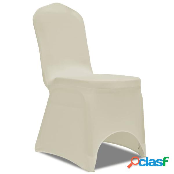 vidaXL Funda elástica para sillas, 50 piezas, Crema