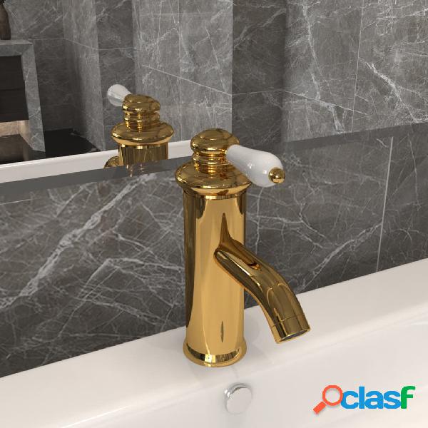 vidaXL Grifo para lavabo de baño dorado 130x180 mm