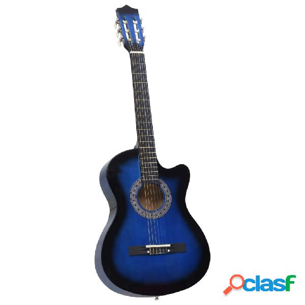 vidaXL Guitarra acústica occidental cutaway 6 cuerdas azul