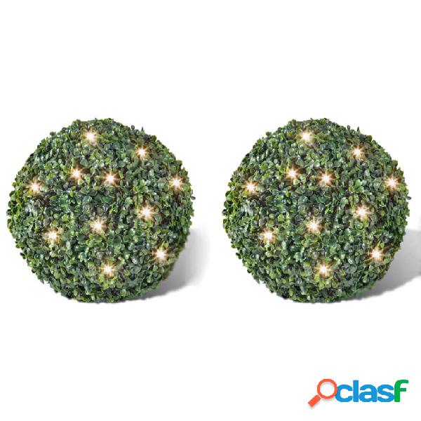 vidaXL Hoja Artificial Bola de poda 27 cm Con cuerda de LED