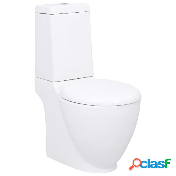 vidaXL Inodoro WC flujo posterior de cerámica blanco