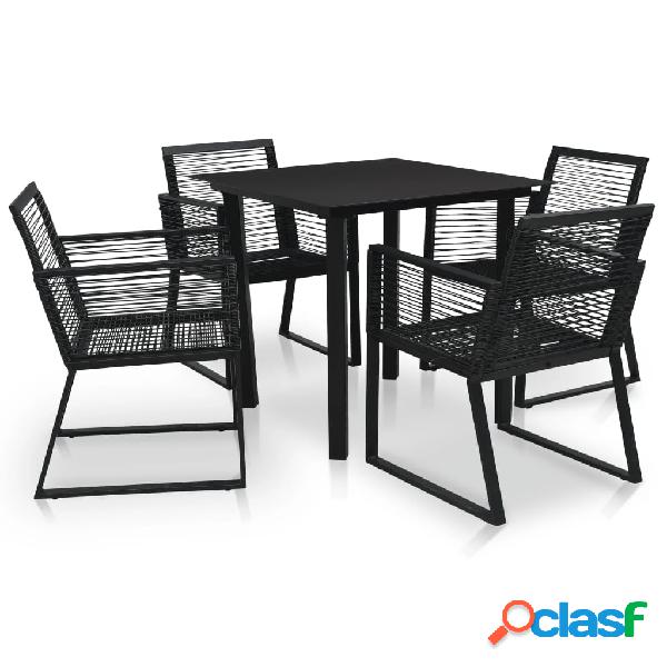 vidaXL Juego de comedor de jardín 5 piezas ratán PVC negro