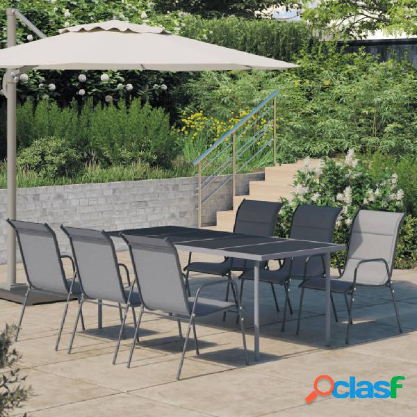 vidaXL Juego de comedor para jardín 7 piezas acero gris