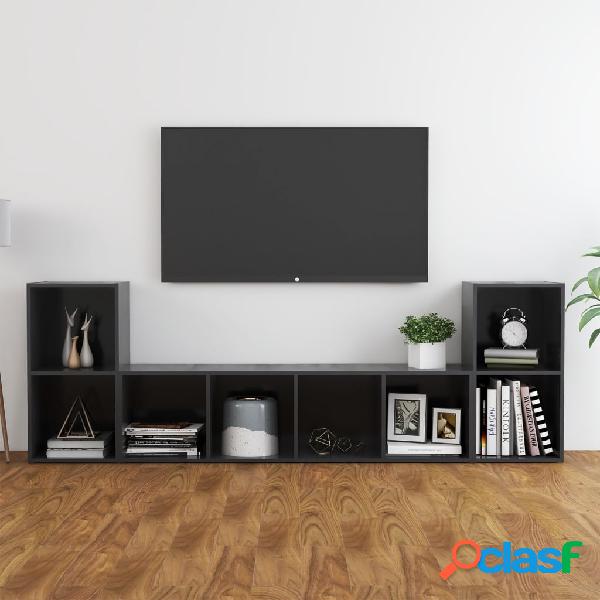 vidaXL Juego de mueble para TV de 3 piezas aglomerado gris