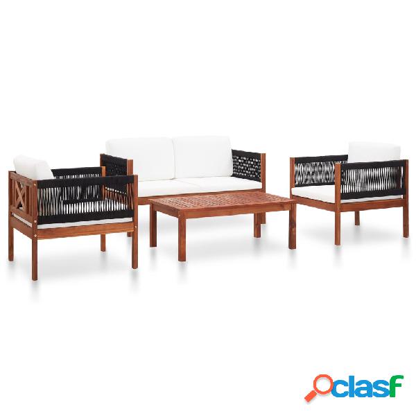 vidaXL Juego de muebles de jardín 4 piezas madera maciza de