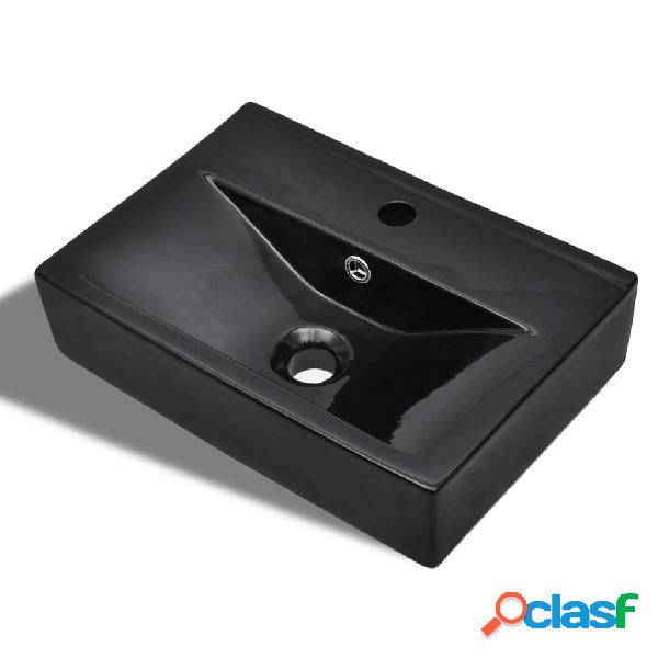 vidaXL Lavabo rectangular de cerámica hueco de