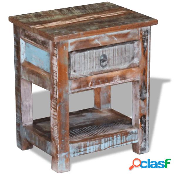 vidaXL Mesa auxiliar con 1 cajón madera maciza reciclada
