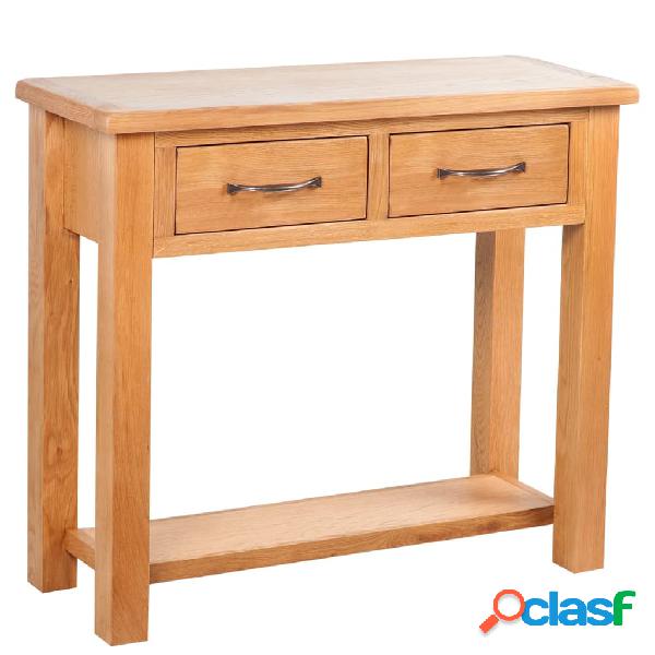 vidaXL Mesa consola con 2 cajones madera maciza de roble