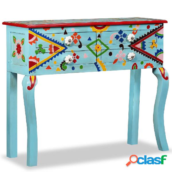 vidaXL Mesa consola de madera maciza de mango azul pintada a