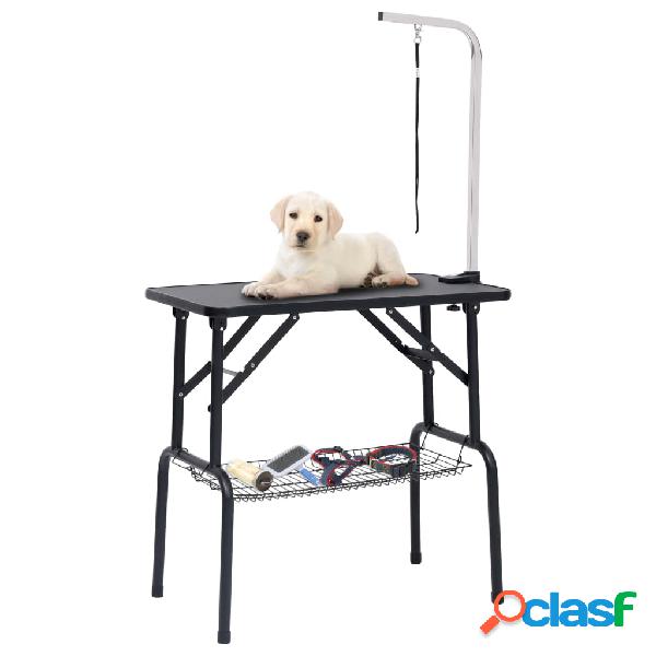 vidaXL Mesa de aseo ajustable para perros con 1 lazo y cesta