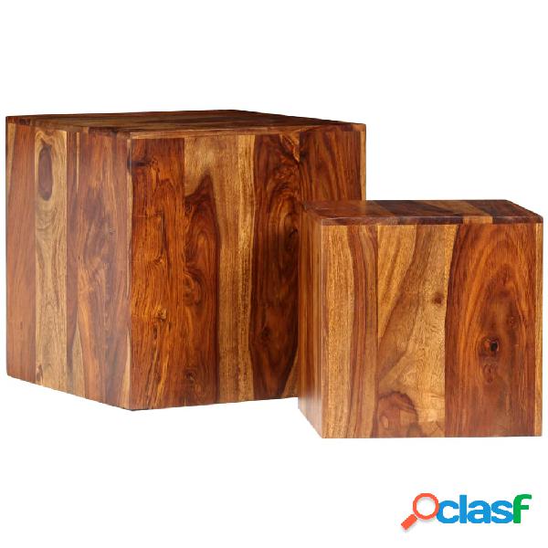 vidaXL Mesa de centro de madera maciza sheesham 2 unidades