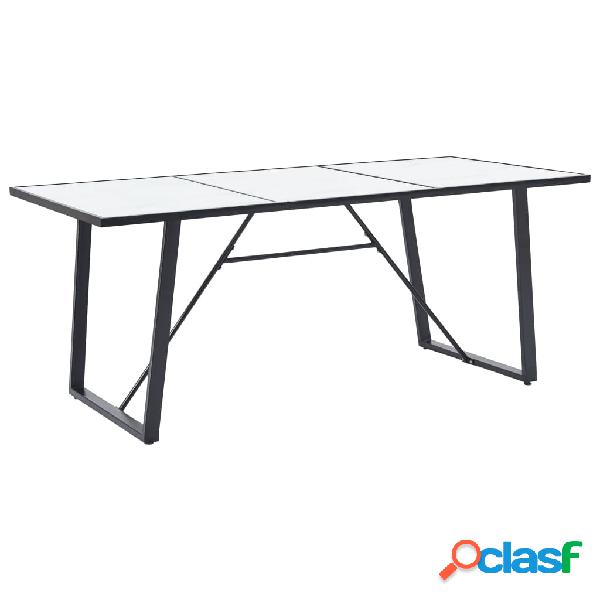 vidaXL Mesa de comedor de vidrio templado blanco 180x90x75