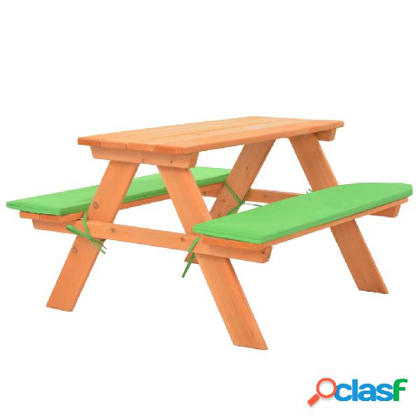 vidaXL Mesa de pícnic infantil con bancos madera de abeto