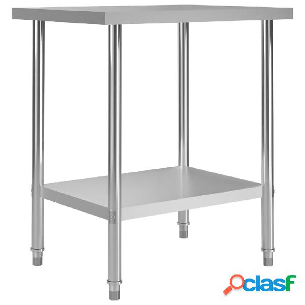 vidaXL Mesa de trabajo para cocina acero inoxidable 80x60x85