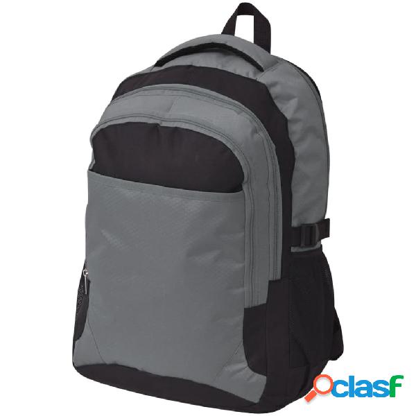 vidaXL Mochila de colegio 40 L negra y gris