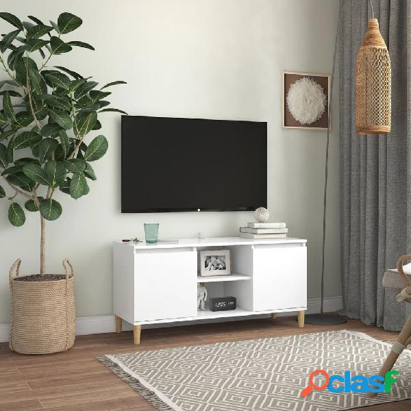 vidaXL Mueble de TV con patas madera maciza blanco