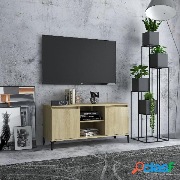 vidaXL Mueble de TV con patas metal color roble Sonoma