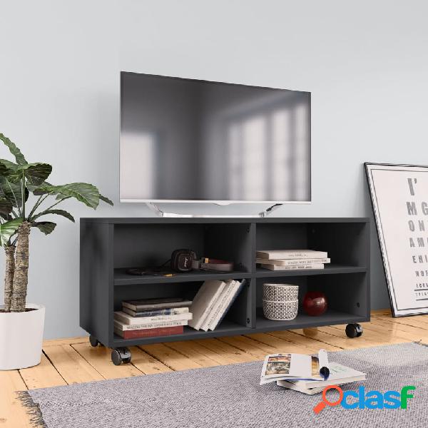 vidaXL Mueble para TV con ruedas aglomerado gris 90x35x35 cm