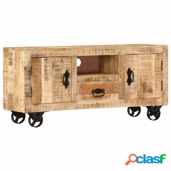 vidaXL Mueble para la TV de madera de mango rugosa 110x30x50