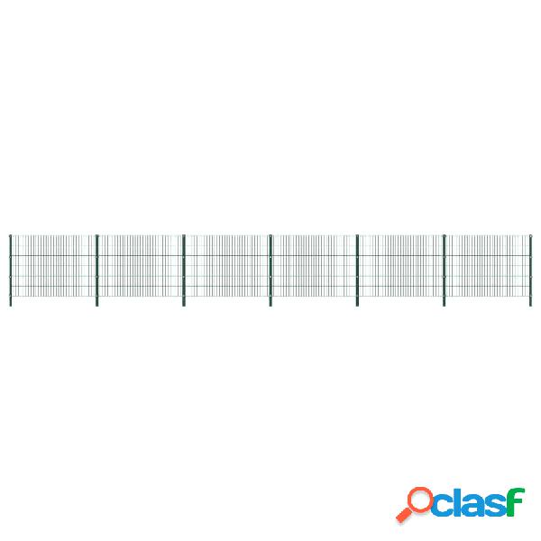 vidaXL Panel de valla con postes de hierro verde 10,2x1,2 m