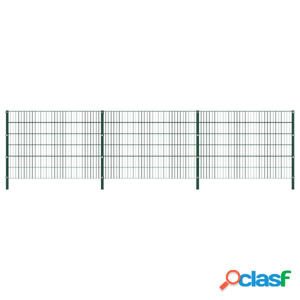 vidaXL Panel de valla con postes de hierro verde 5,1x1,2 m