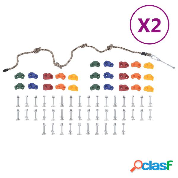 vidaXL Presas de escalada con cuerda 50 piezas multicolor